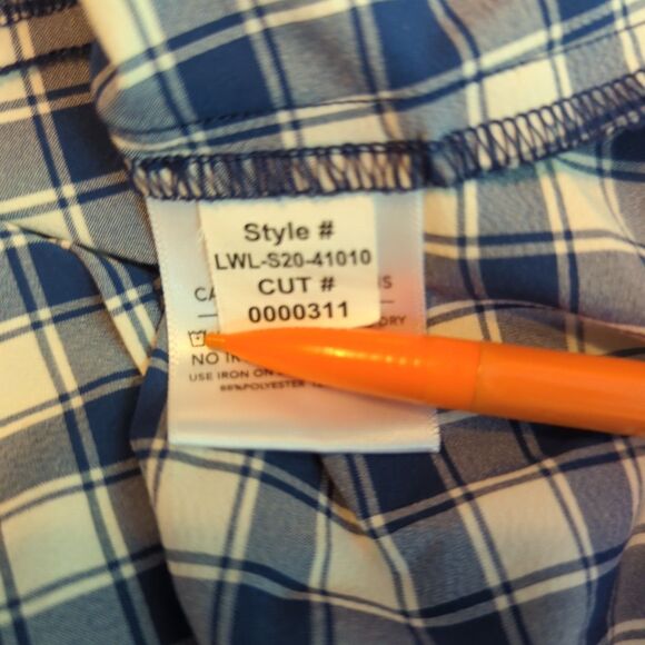 Mizzen+Main Button Up Shirt Mens Large Blue White Leeward Performance Trim Fit - Picture 6 of 8